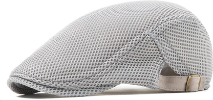 Men'S Breathable Mesh Summer Hat Adjustable Newsboy Beret Ivy Cap Cabbie Flat Cap Gatsby Driving Hunting Hats