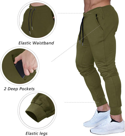 Men'S Slim Joggers Workout Pants for Gym Running and Bodybuilding Athletic Bottom Sweatpants with Deep Pockets