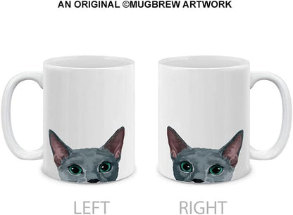 Russian Blue Cat Ceramic Coffee Mug Tea Cup, 11 OZ - WORLD TIME VISITS