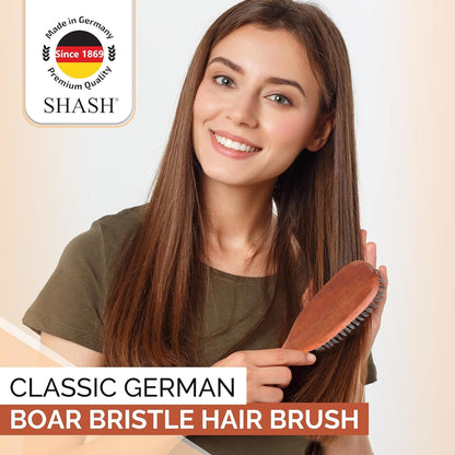 Classic German First Cut 100% Boar Bristle Hair Brush since 1869 - Conditions Hair, Improves Texture, Exfoliates Scalp