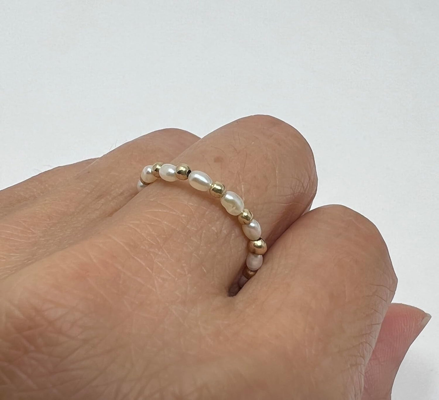 Gold Fill Cultured Freshwater Pearl Eternity Ring Also in Sterling Silver