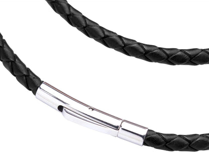 Stainless Steel Cross Braided Rope Cord Necklace for Men Women 18-24'' Inches
