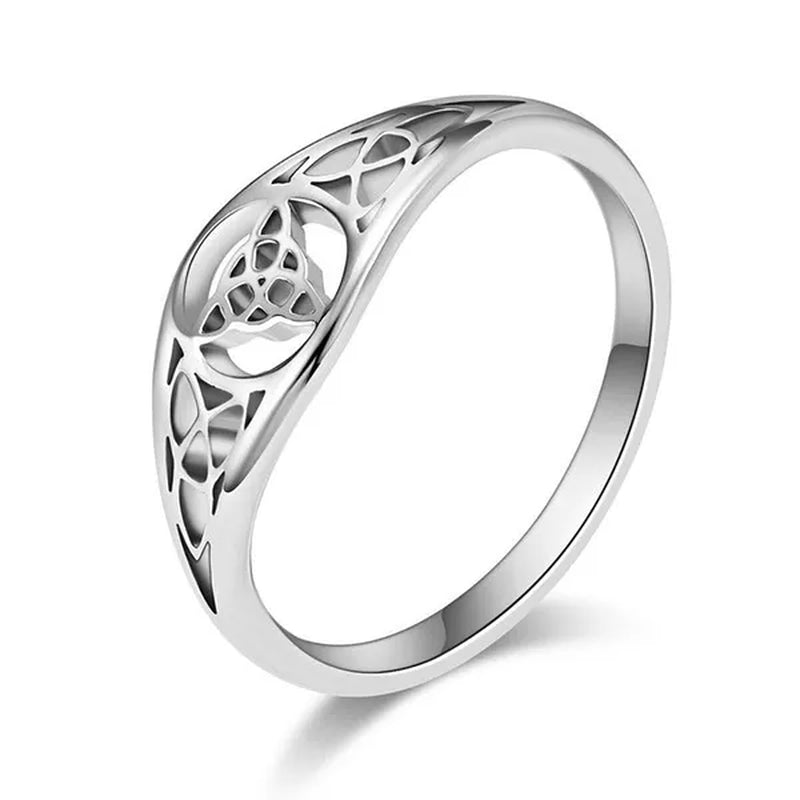 Women Men Viking Celtic Triquetera Knot Ring Titanium Stainless Steel Hollow Out Eternity Eternal Irish Celtic Knot Rings Engagement & Wedding Band US Size 6-11 Silver / Black / Rose Gold - WORLD TIME VISITS
