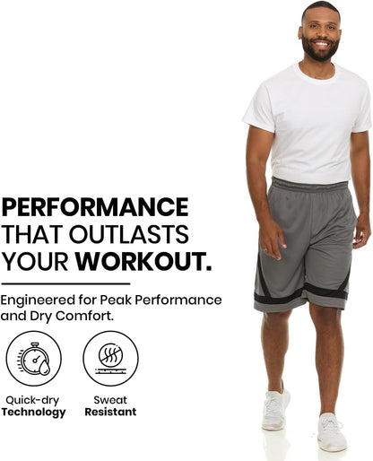4 Pack: Men'S Dry-Fit Sweat Resistant Active Athletic Performance Shorts