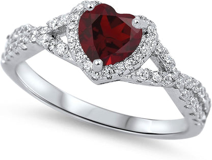 CHOOSE YOUR COLOR Sterling Silver Heart Halo Promise Ring - WORLD TIME VISITS