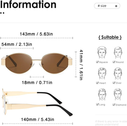Oval Sunglasses Womens Men Retro Trendy Sun Glasses Classic Metal Shades K1653