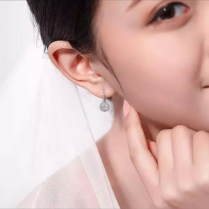 Trendy Micro Pave Diamond Drop Earring for Women Romantic Engagement Wedding Jewelry Lover Birthday Gift