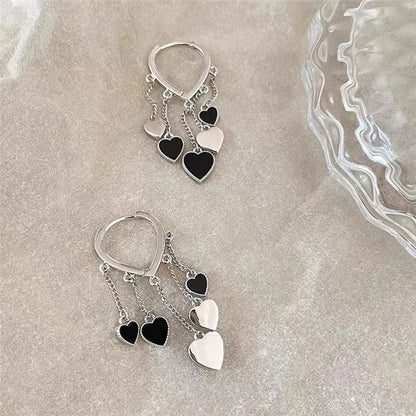 New Style Black Love Earrings Ladies Tassel Earrings Temperament Cold Wind Earrings