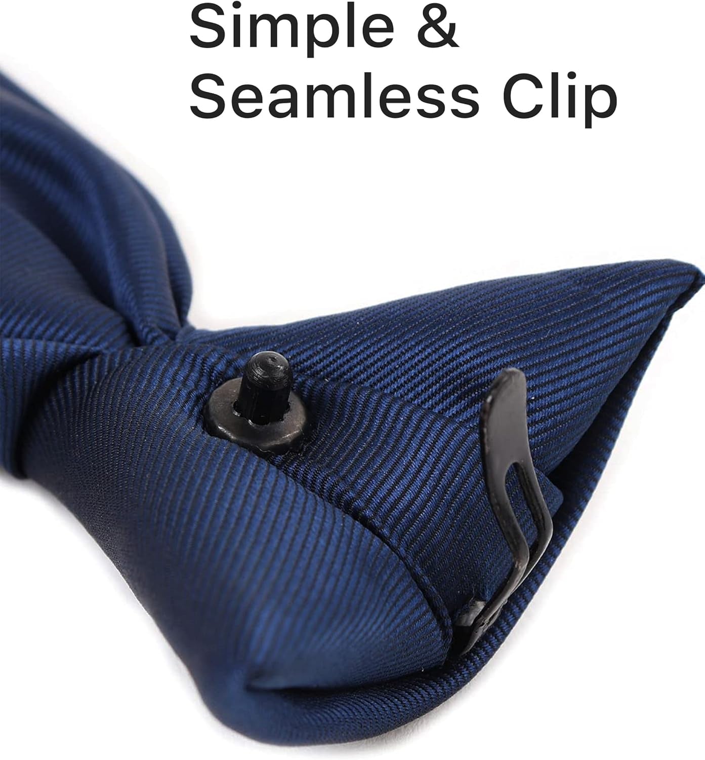 Clip on Ties for Men - Premium Black Solid Color Clip on Tie