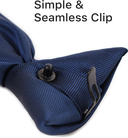 Clip on Ties for Men - Premium Black Solid Color Clip on Tie
