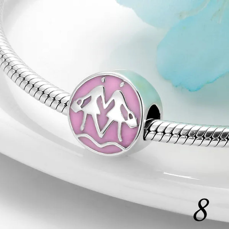 925 Sterling Silver Pink Sister Infinity Love Car Camera Charm Fit Charms Bracelets DIY for Jewelry Making