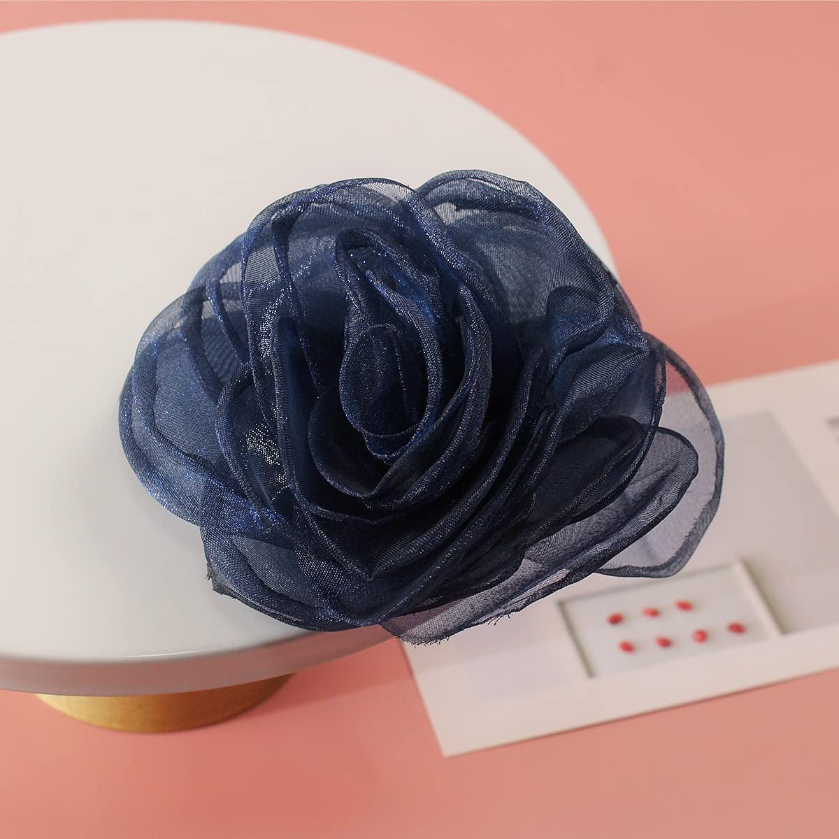 Rose Flower Hairpin Hair Clip Rose Floral Brooches for Women Hair Accessories Wedding (Blue)