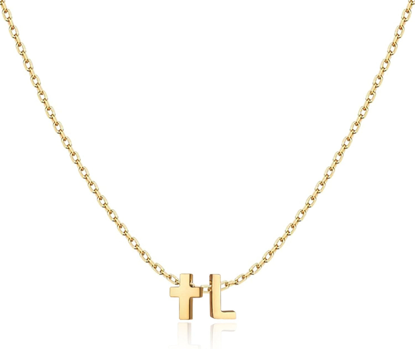 Heart/Butterfly/Cross Initial Heart Necklace,Gold Tone Stainless Steel Letter Necklace Personalized Monogram Name Jewelry Birthday Gifts for Women