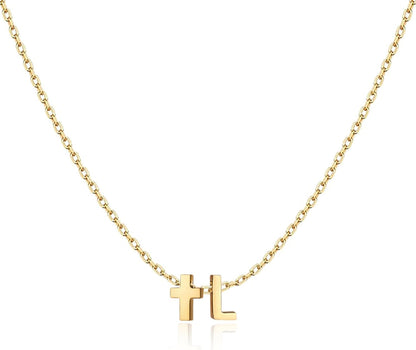 Heart/Butterfly/Cross Initial Heart Necklace,Gold Tone Stainless Steel Letter Necklace Personalized Monogram Name Jewelry Birthday Gifts for Women