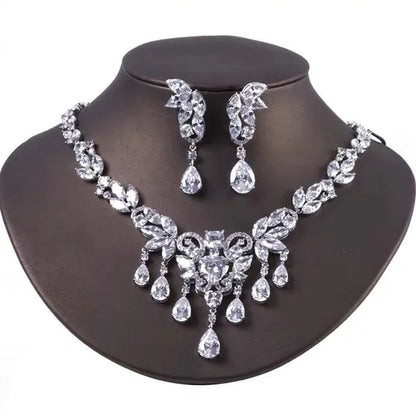 CANDICE Luxury CZ Stone Bridal Jewelry Pave High Quality Yellow Crystal Water Drop Earrings Necklace Wedding Party Set for Brides