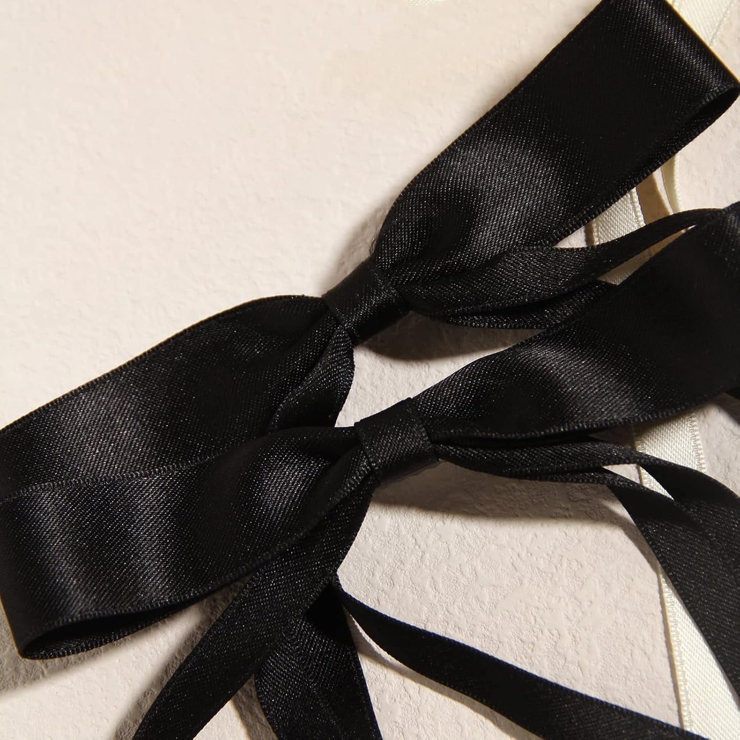 4Pcs Hair Clips for Women Tassel Ribbon Bowknot with Long Tail, Clip Girl, Solid Accessories Barrettes Claw Bow (Black&Beige)