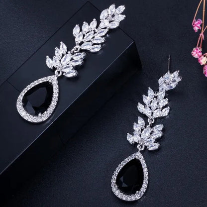 CANDICE Top Quality White Gold Plated Jewelry Romantic Purple Red Crystal Long Tear Drop Earrings For Women Christmas Gift