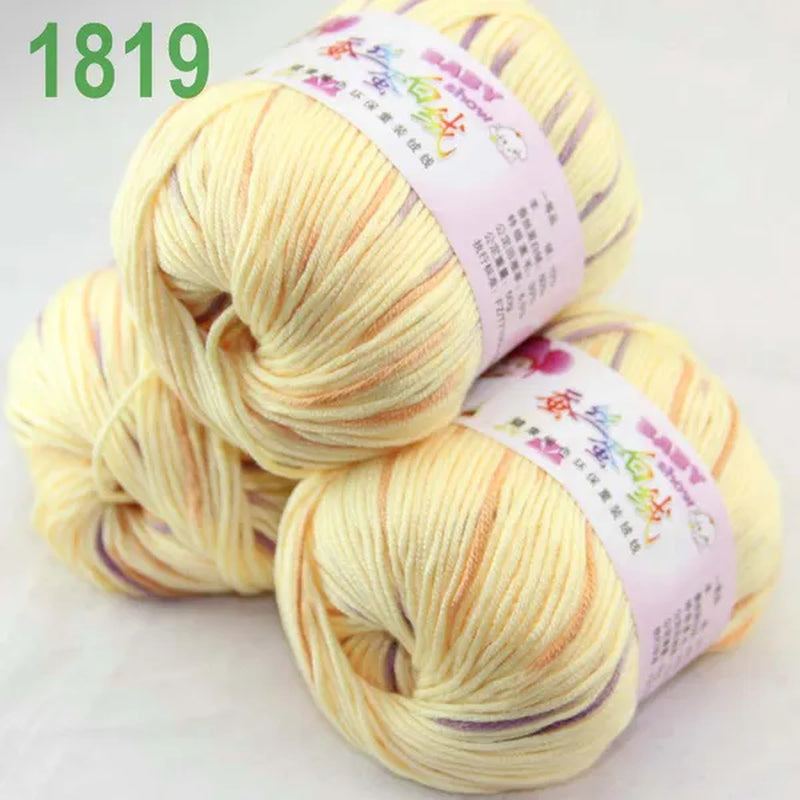 Sale New 300G/882Y Soft Cashmere Silk Wool Hand Knitting Baby Yarn Yellow Purple 1819