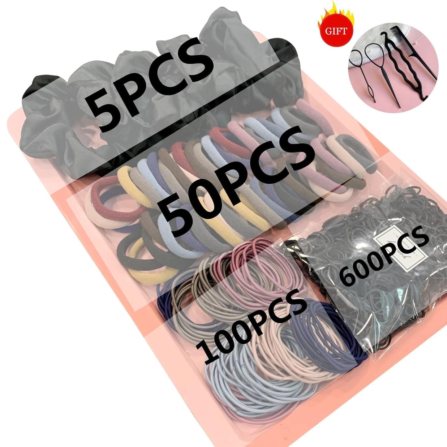 755PCS Hair Accessories for Woman Set Seamless Ponytail Holders Variety Hair Scrunchies Hair Bands Scrunchy Hair Ties for Thick and Curly (Mix)