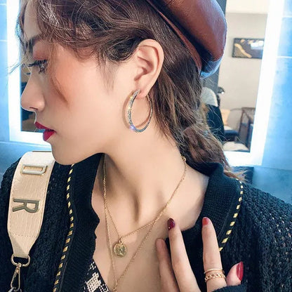Fashion Women Hoop Earrings Micro Insert Zircon Diamond Earings Girl Banquet Party Big Circle Earrings Jewelry
