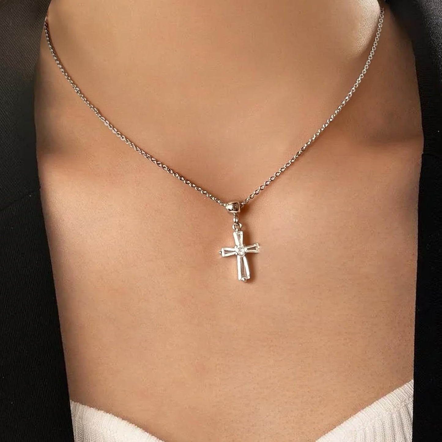 Dainty 14K Gold Choker Cross Charm Necklace for Women, Cross Gold Pendant Necklace Trendy Non Tarnish