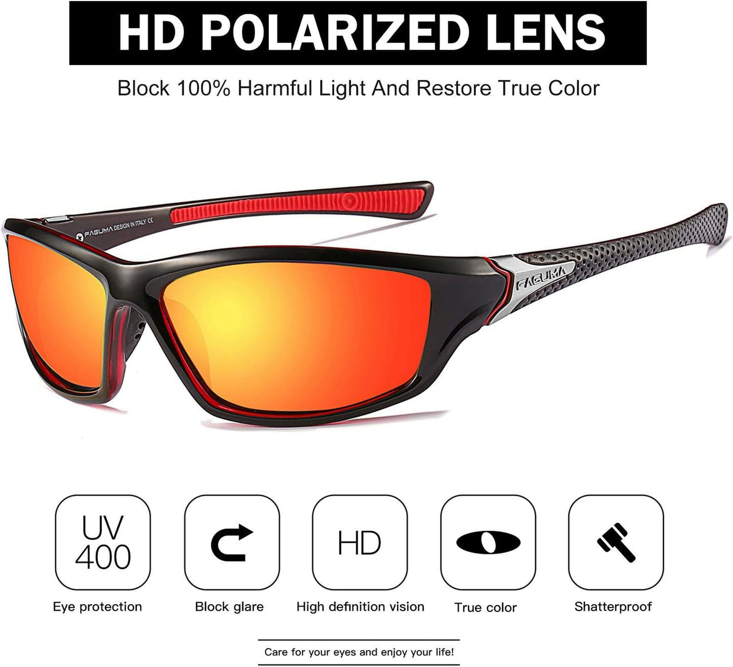 Sports Polarized Sunglasses for Men Cycling Driving Fishing UV400 Protection