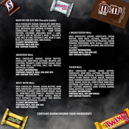 M&M'S, SNICKERS, TWIX, MILKY WAY & 3 MUSKETEERS Individually Wrapped Bulk Candy Assortment, 104.27 Oz Bag