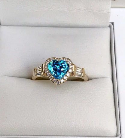Elegant Noble Woman Fashion Heart Ring Superb Birthstone Princess Proposal Engagement Ring Anniversary Banquet Birthday Christmas Gift Romantic Bride Wedding Eternal Jewelry Ring Size 4-12 Bague Femme