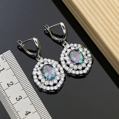 Work & Leisure Style 925 Silver Jewelry Sets Sapphire Garnet Emerald Ruby Topaz Wedding Jewelry Set for Women