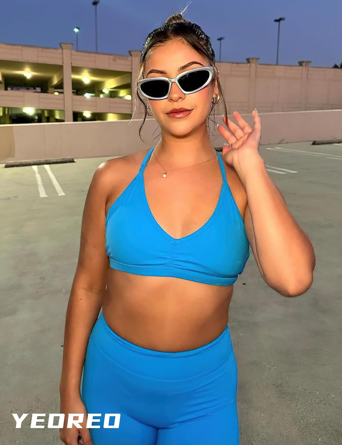 Workout Sports Bras for Women Padded Strappy Open Back Gym Bra Light Impact Criss Cross Yoga Crop Top