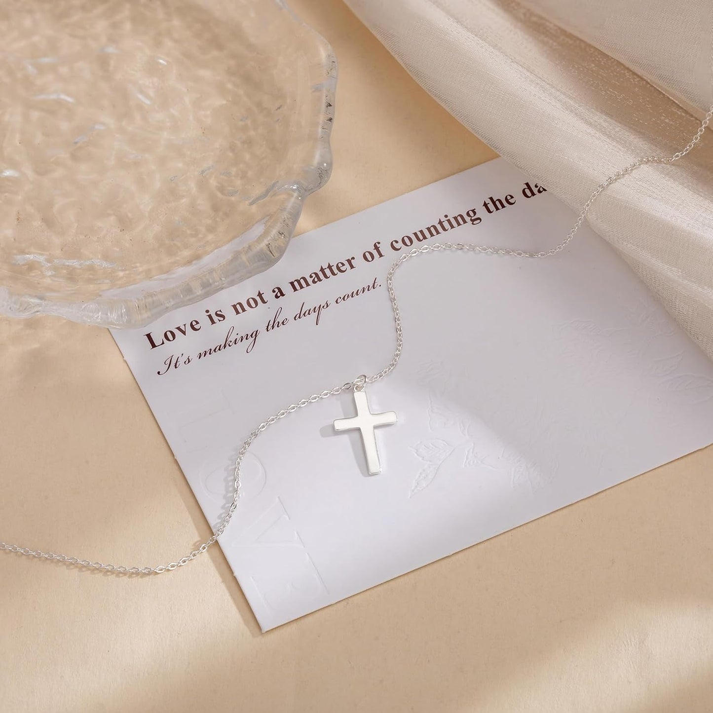 Cross Necklace for Women, 925 Sterling Silver or 16K Gold Plated Cross Pendant Necklace Dainty Non-Tarnish Faith Jewelry Christmas Christian Gifts