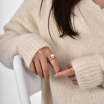 14K Gold French Vintage Oval Ring for Women Midi Stacking Dainty Open Adjustable Ring Christmas Gifts Jewelry