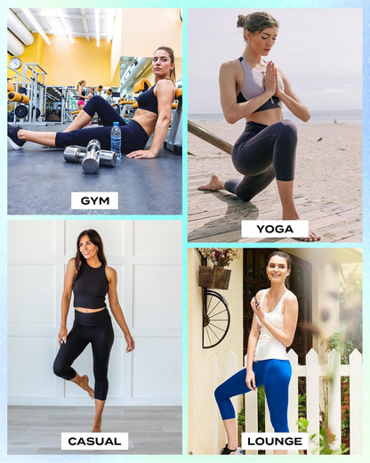 Capri Leggings for Women - Tummy Control Black Leggings with Pockets High Waisted Yoga Pants Workout Cycling Leggings