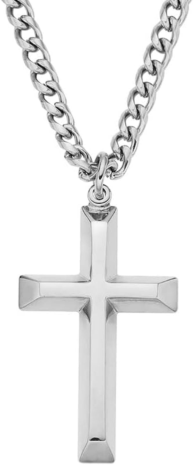18K Gold Plated Cross Necklace for Men & Boys –Stainless Steel or Gold Plated Pendant with Durable Curb Chain – 18" to 24" Length – USA Faith-Based Brand - WORLD TIME VISITS