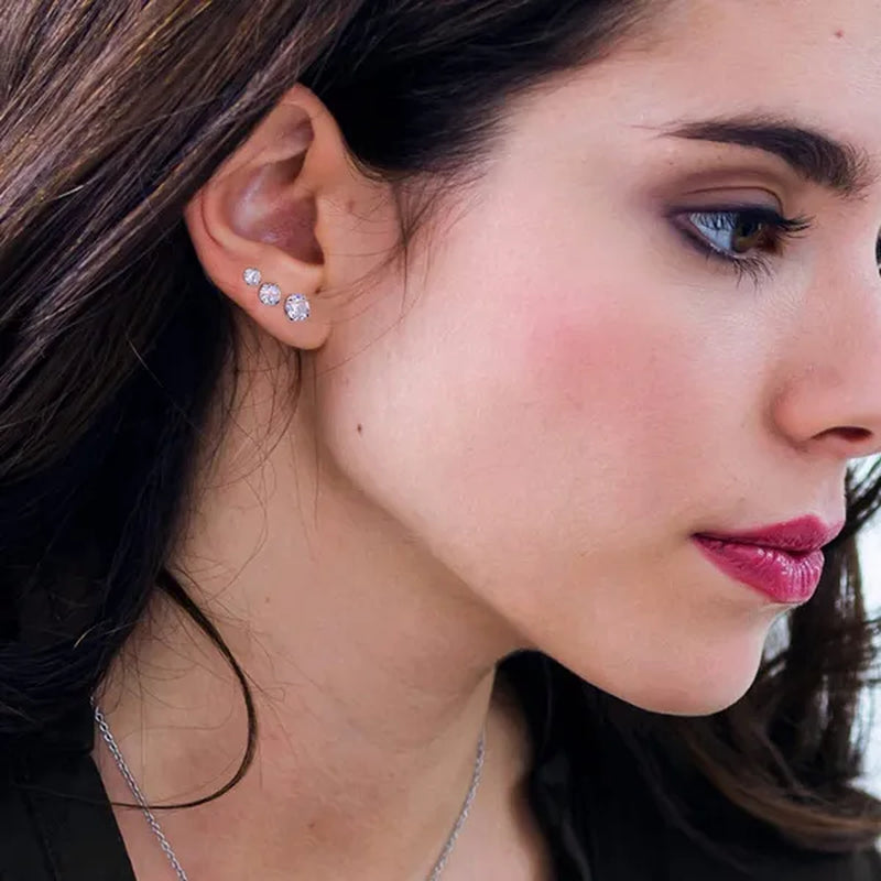 5 Pairs/Set Stainless Steel Mens Womens Stud Earrings Set round Cubic Zirconia Flat Back Earrings Piercing Ear Cartilage Hypoallergenic Men'S Earrings 3-7Mm