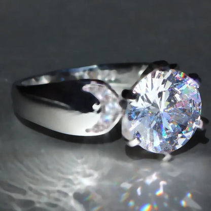 Luxury  Silver Natural Gemstones White Sapphire Birthstone Bride Wedding Engagement Multilayer Crown Ring Size 6 7 8 9 10