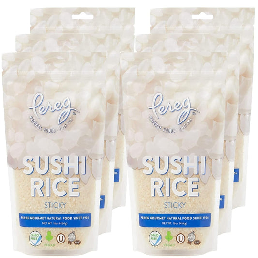 Natural Foods Sushi Rice (16 Oz/Bag X 6 Pack) - White Sticky Short Grain - Vegan, Non-Gmo, Made in USA, - Sushi, Rice Ball, and Everyday Japanese Dishes - Resealable Packaging - WORLD TIME VISITS