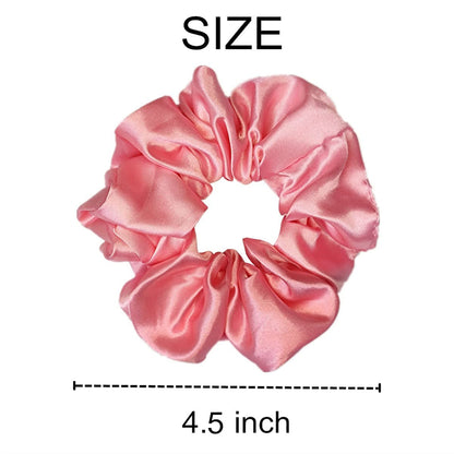 6 Pcs Satin Silk Hair Scrunchies, Soft Hair Ties for Women and Girls, 4.5 Inch Hair Bands and Accessories in Assorted Red and Pink