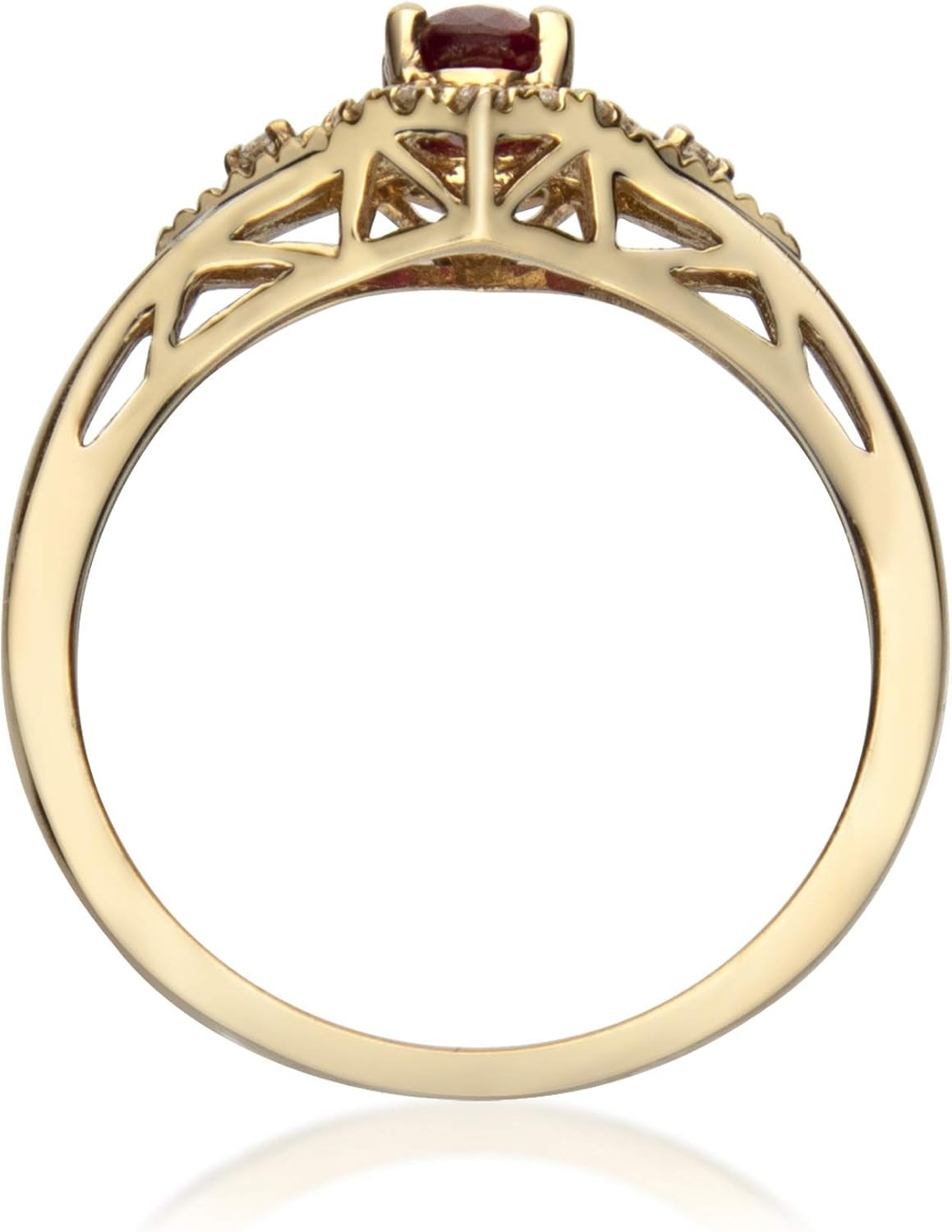 10K Yellow Gold Mozambique Genuine Ruby Ring with Diamonds for Women | Ethically, Authentically & Organically Sourced (Oval-Cut) Shaped Ruby Hand-Crafted Jewelry for Her | Ruby Ring for Women