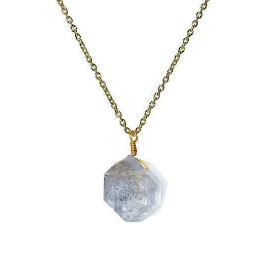 Raw Crystal Necklace, Herkimer Diamond Rough Stone Necklace, Dainty Stone Pendant, Healing Crystals Healing Stone Pendant for Beauty, Love and Positive Energy, Jewelry Gift