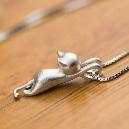 Genuine Cute Cat Pendant Necklace for Women Daily Casual Party Jewelry Gift