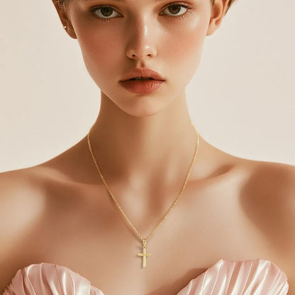 Womens Gold Cross Necklace 14K Gold Cross Necklaces for Women Crosses Pendants Necklaces for Women Soft Lines and Smooth Edges Womens Chain Crosses Necklace