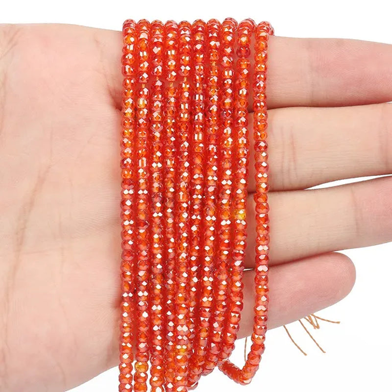 Multicolored 3X2Mm Shiny Faceted Natural Cubic Zirconia Stone Beads Abacus Tiny Beads Loose Spacer Beads for Jewelry Making DIY Slim Bracelet Women