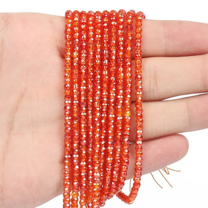 Multicolored 3X2Mm Shiny Faceted Natural Cubic Zirconia Stone Beads Abacus Tiny Beads Loose Spacer Beads for Jewelry Making DIY Slim Bracelet Women