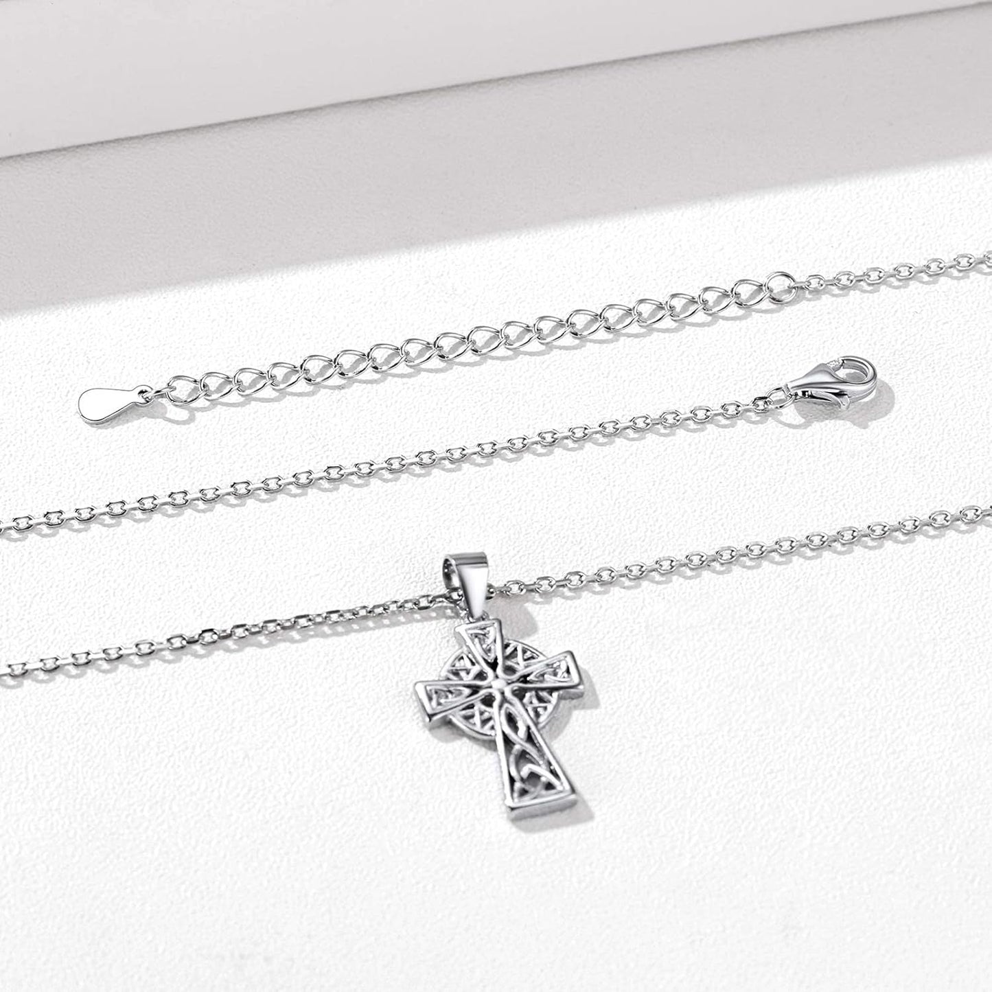 925 Sterling Silver Good Luck Irish Celtic Knot Necklaces Vintage Triangle/Cross/Round Pendant Necklaces Gift for Women
