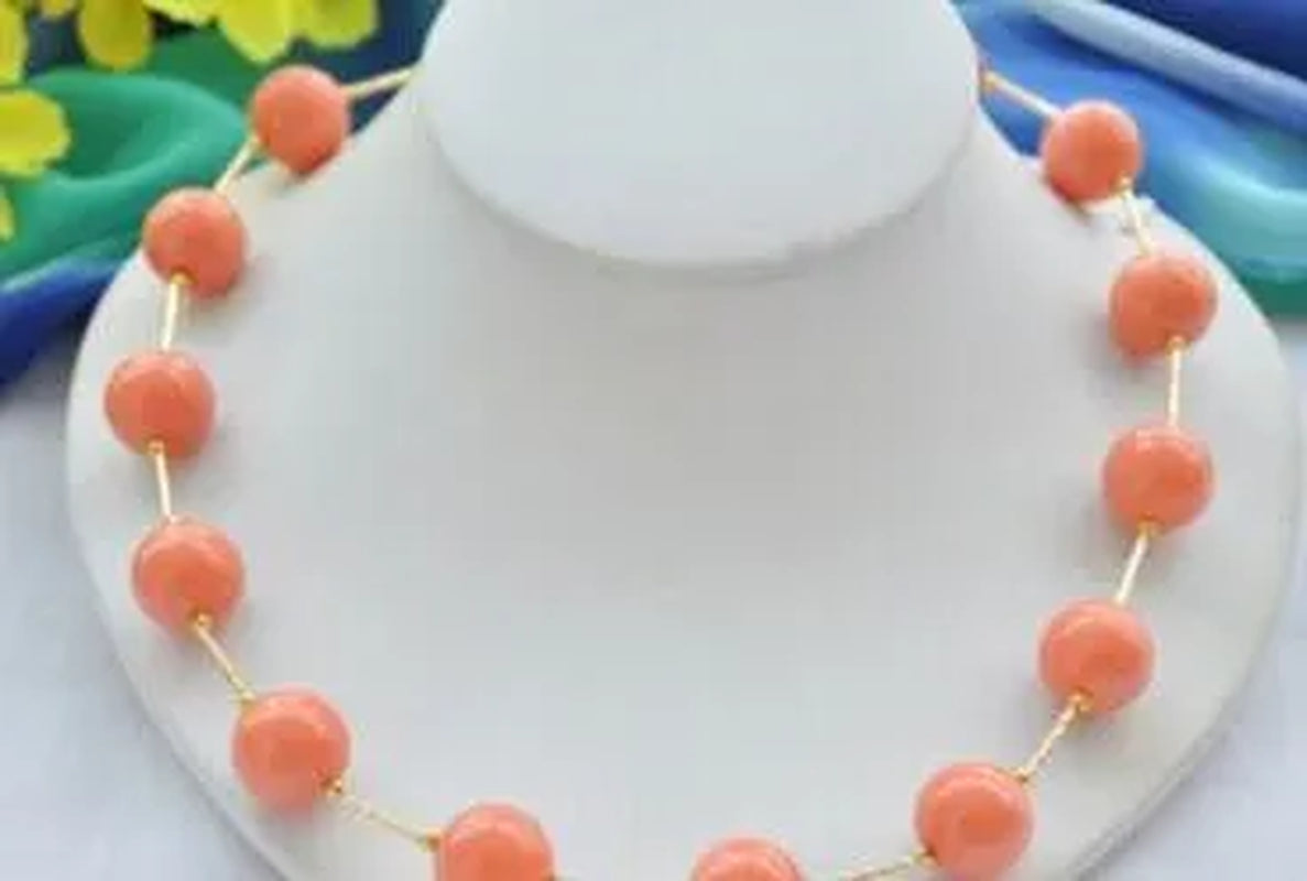 16mm round coral-pink south sea shell pearl necklace 20inch