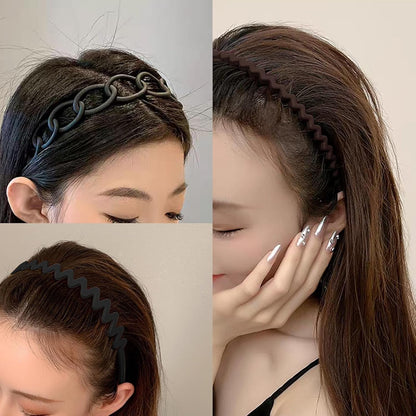 9 Pcs Plastic Headbands with Teeth,Headbands for Women Men Non Slip,Comb Hair Bands Accessory for Teen Girls,Coffee and Black