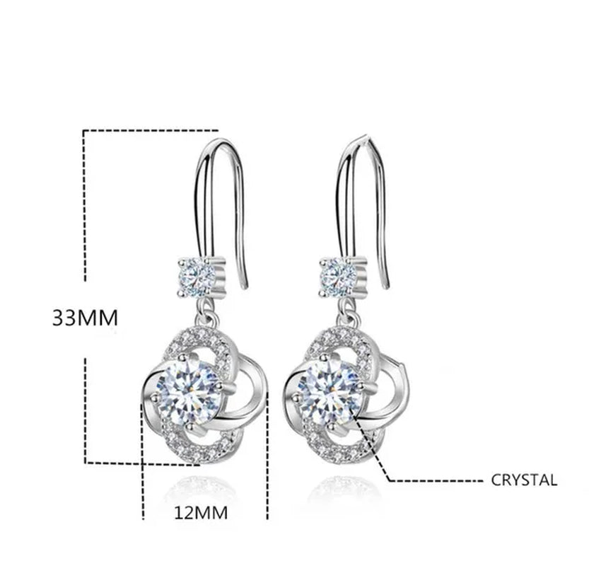 Female Fashion S925 Silver Earrings Ladies Temperament Earrings Water Drop Long Earrings Engagement Earrings Diamond Earrings