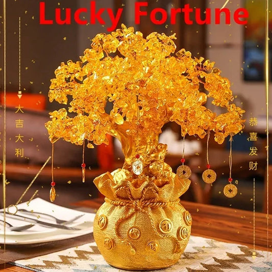 Resin Citrine Feng Shui Money Tree Lucky Tree Home Decoration Ornaments Festival Holiday Gifts Bring Wealth