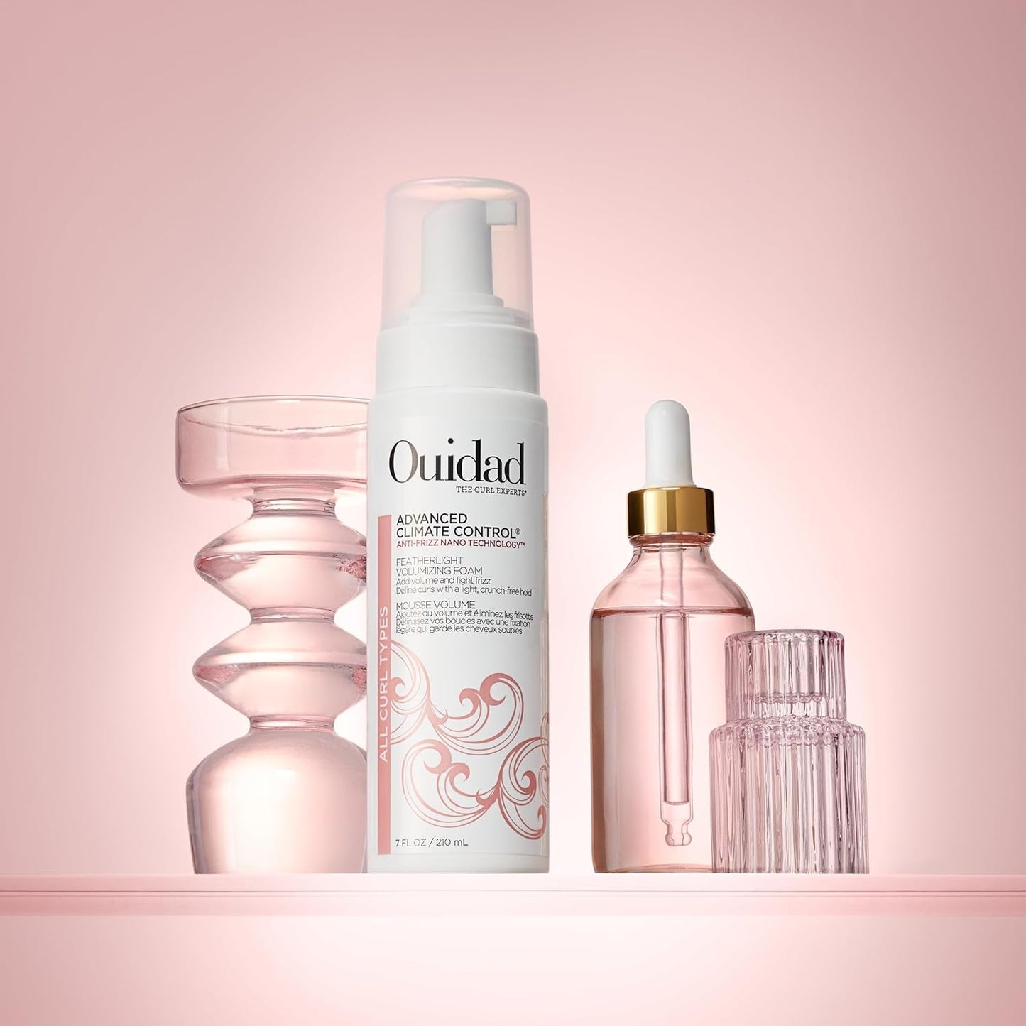 Ouidad Advanced Climate Control Volumizing Foam - 7 Fl Oz, Lightweight Hair Styling Foam, Anti-Frizz Nano Technology, Adds Volume, Fights Frizz & Defines Curls, Crunch-Free Hold, for All Curl Types